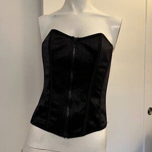 Zip Front Black Corset Top